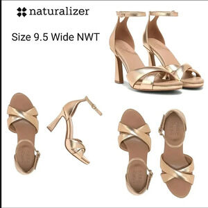 Gold Matellic Formal 9.5 Dress Sandals  Wide